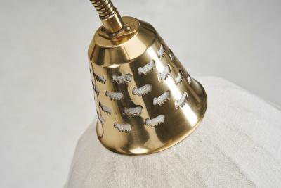  Asea Swedish Modern Leather and Brass Floor Lamp by ASEA Sweden 1950s