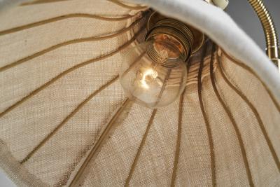  Asea Swedish Modern Leather and Brass Floor Lamp by ASEA Sweden 1950s