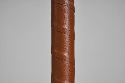  Asea Swedish Modern Leather and Brass Floor Lamp by ASEA Sweden 1950s