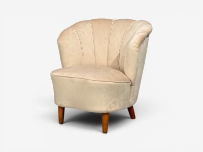  Asko Asko Finnish Modern Lounge Chairs Beige Velvet Beech Finland 1950s