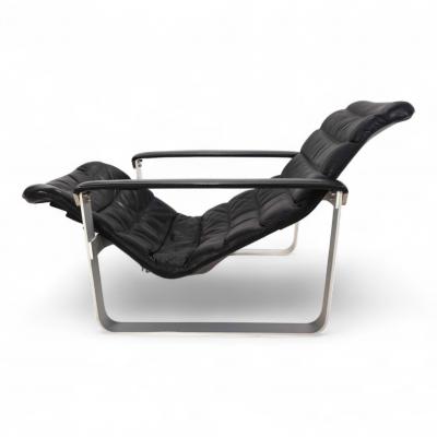  Asko Asko Pulkka leather lounge chair by Ilmari Lappalainen 1960