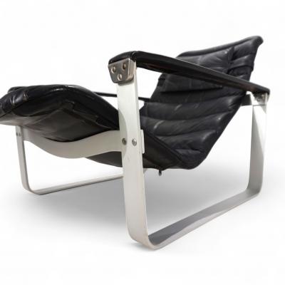  Asko Asko Pulkka leather lounge chair by Ilmari Lappalainen 1960