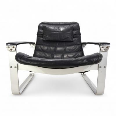  Asko Asko Pulkka leather lounge chair by Ilmari Lappalainen 1960
