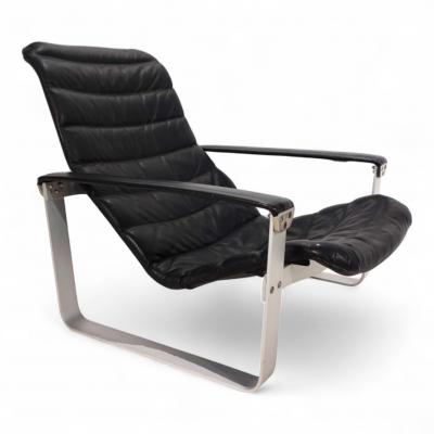 Asko Asko Pulkka leather lounge chair by Ilmari Lappalainen 1960
