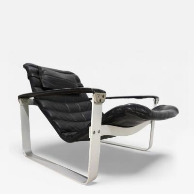  Asko Asko Pulkka leather lounge chair by Ilmari Lappalainen 1960