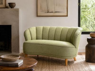  Asko Asko Sofa Green Fabric Lacquered Wood Finland 1950s