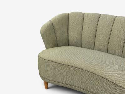  Asko Asko Sofa Green Fabric Lacquered Wood Finland 1950s