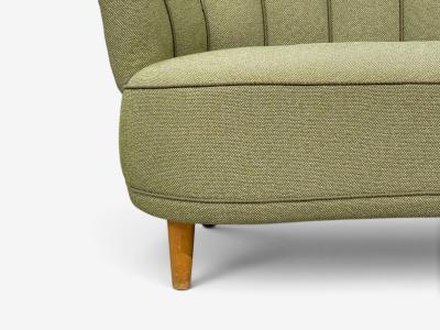  Asko Asko Sofa Green Fabric Lacquered Wood Finland 1950s