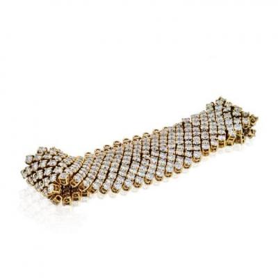  Asprey ASPREY 18K YELLOW GOLD FLEXIBLE 27 CARAT ROUND CUT DIAMOND BRACELET