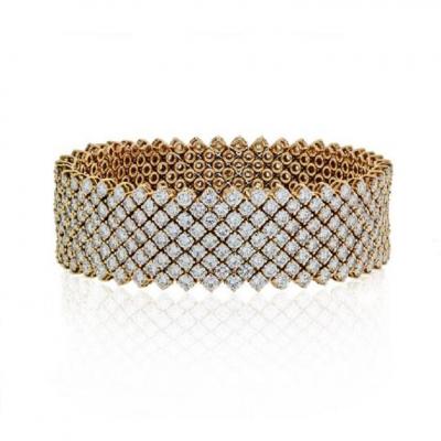  Asprey ASPREY 18K YELLOW GOLD FLEXIBLE 27 CARAT ROUND CUT DIAMOND BRACELET