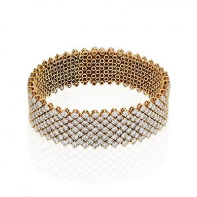  Asprey ASPREY 18K YELLOW GOLD FLEXIBLE 27 CARAT ROUND CUT DIAMOND BRACELET