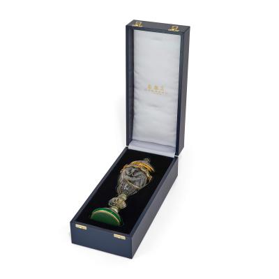  Asprey An Asprey Gold Diamond and Green Enamel Mounted Rock Crystal Cup and Cover