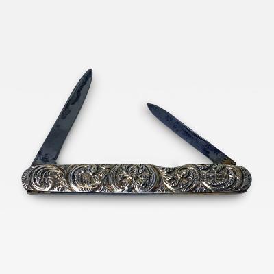  Asprey Antique Asprey Silver folding penknife fruit knife London 1888