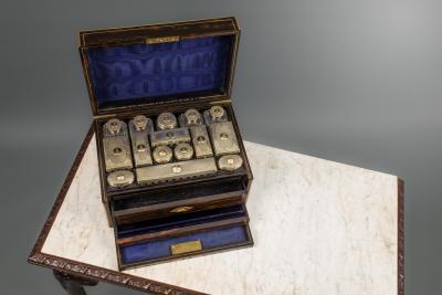  Asprey Asprey An Early Victorian Cut Glass Dresser Set in a Macassar Ebony Case