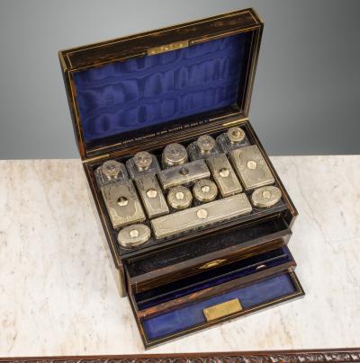  Asprey Asprey An Early Victorian Cut Glass Dresser Set in a Macassar Ebony Case