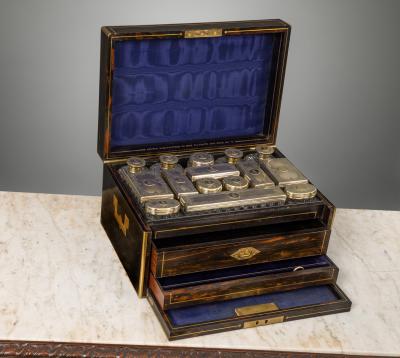  Asprey Asprey An Early Victorian Cut Glass Dresser Set in a Macassar Ebony Case