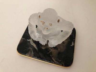  Asprey Asprey Carved Rock Crystal Gorilla Diamond Eyes and 18 Karat Gold Accents