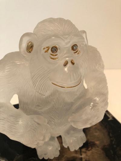  Asprey Asprey Carved Rock Crystal Gorilla Diamond Eyes and 18 Karat Gold Accents