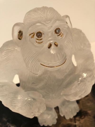  Asprey Asprey Carved Rock Crystal Gorilla Diamond Eyes and 18 Karat Gold Accents