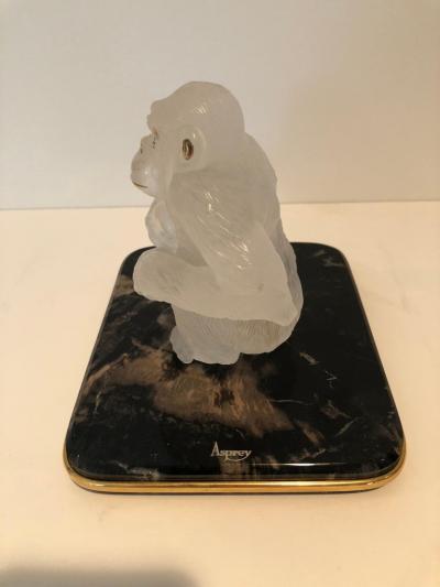  Asprey Asprey Carved Rock Crystal Gorilla Diamond Eyes and 18 Karat Gold Accents