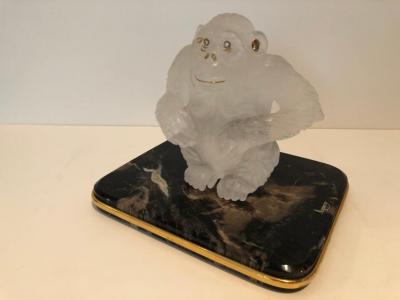  Asprey Asprey Carved Rock Crystal Gorilla Diamond Eyes and 18 Karat Gold Accents