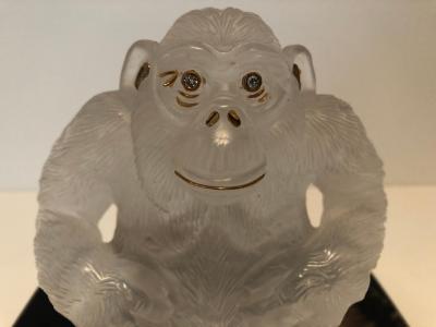  Asprey Asprey Carved Rock Crystal Gorilla Diamond Eyes and 18 Karat Gold Accents