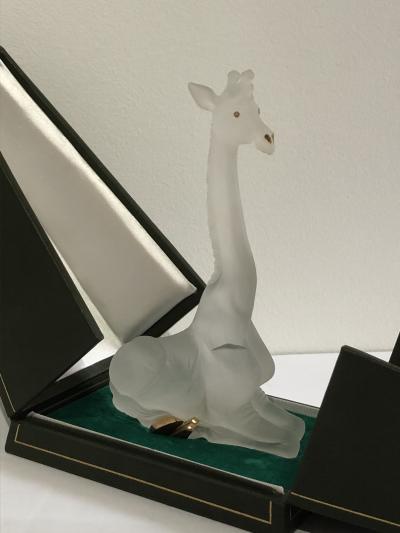  Asprey Asprey Rock Crystal 18k Gold Diamond Giraffe Sculpture