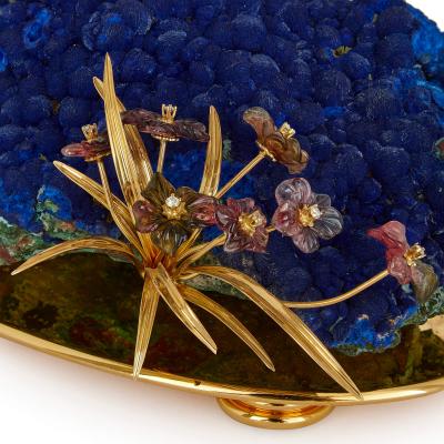  Asprey Large 18K gold silver gilt diamond and hardstone bird model by Asprey