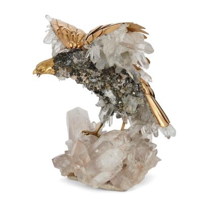  Asprey Large quartz crystal and vermeil bird model by Asprey