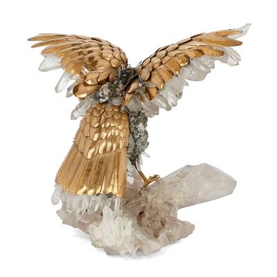  Asprey Large quartz crystal and vermeil bird model by Asprey