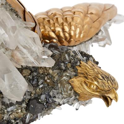  Asprey Large quartz crystal and vermeil bird model by Asprey