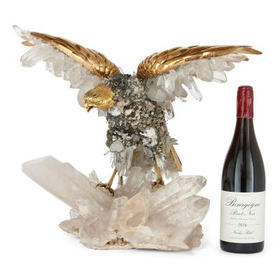  Asprey Large quartz crystal and vermeil bird model by Asprey