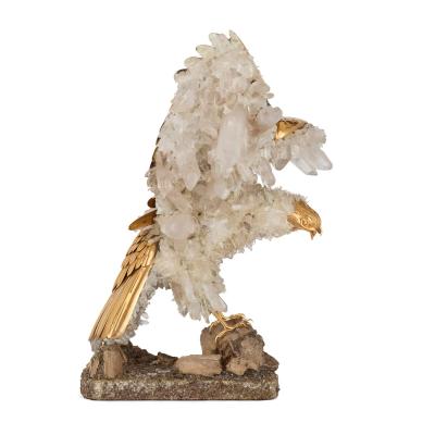  Asprey Large quartz crystal pyrite and vermeil model of an eagle attributed to Asprey