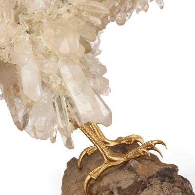  Asprey Large quartz crystal pyrite and vermeil model of an eagle attributed to Asprey