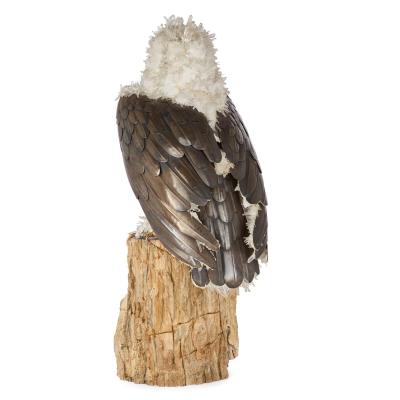  Asprey Large silver quartz and glass model of an owl attributed to Asprey