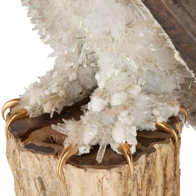  Asprey Large silver quartz and glass model of an owl attributed to Asprey