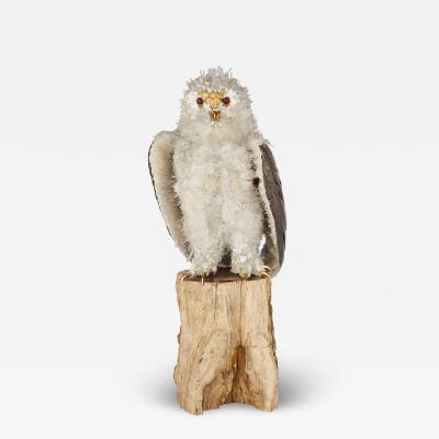  Asprey Large silver quartz and glass model of an owl attributed to Asprey