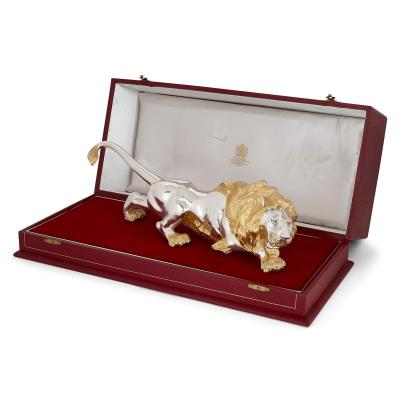  Asprey Large silver vermeil and diamond model of a lion by Asprey