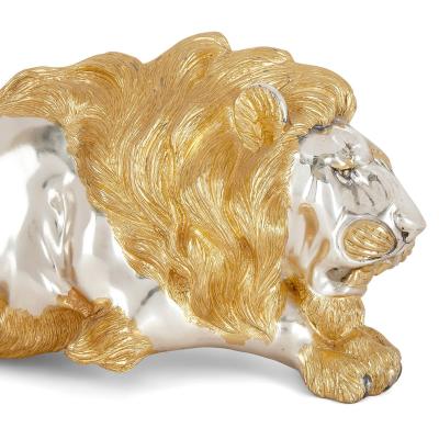  Asprey Large silver vermeil and diamond model of a lion by Asprey