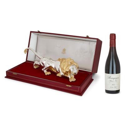  Asprey Large silver vermeil and diamond model of a lion by Asprey