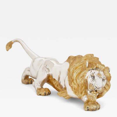  Asprey Large silver vermeil and diamond model of a lion by Asprey