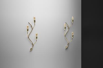  Astra Branch Shaped Brass Wall Lamps for Astra Norway Mid 20th Century