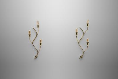  Astra Branch Shaped Brass Wall Lamps for Astra Norway Mid 20th Century