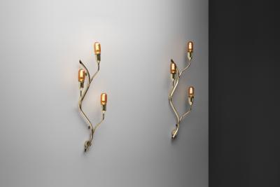  Astra Branch Shaped Brass Wall Lamps for Astra Norway Mid 20th Century