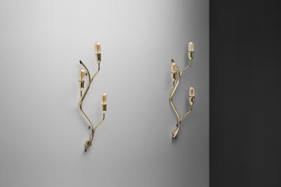  Astra Branch Shaped Brass Wall Lamps for Astra Norway Mid 20th Century