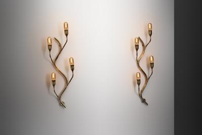  Astra Pair of Branch Shaped Brass Wall Lights for Astra Norway Mid 20th Century
