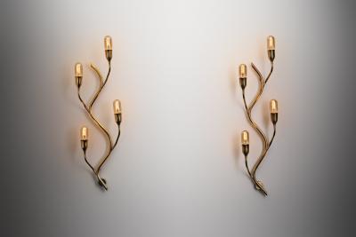  Astra Pair of Branch Shaped Brass Wall Lights for Astra Norway Mid 20th Century