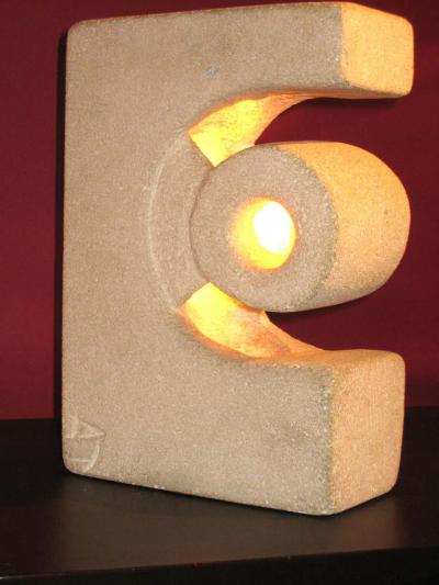  Atelier A Unique French Mid Century Modern Limestone Table Lamp Sculpture by Atelier A