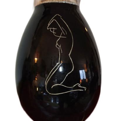  Atelier Cerenne of Vallauris Large Atelier C renne Ceramic Lamp Base with Sgraffito Nude Vallauris c 1950