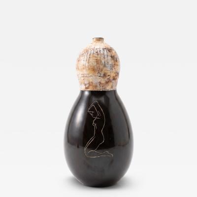  Atelier Cerenne of Vallauris Large Atelier C renne Ceramic Lamp Base with Sgraffito Nude Vallauris c 1950